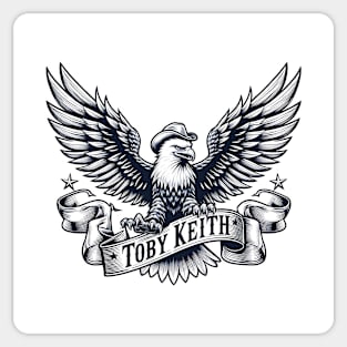 An eagle holds a sign that says Toby Keith Sticker